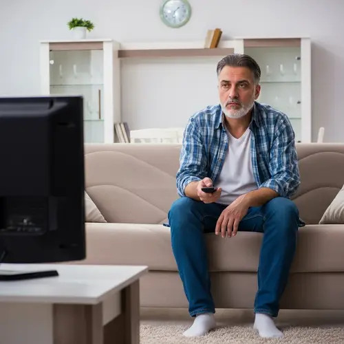 Tired Middle-Aged Man in Modest Living Room | Life Struggles