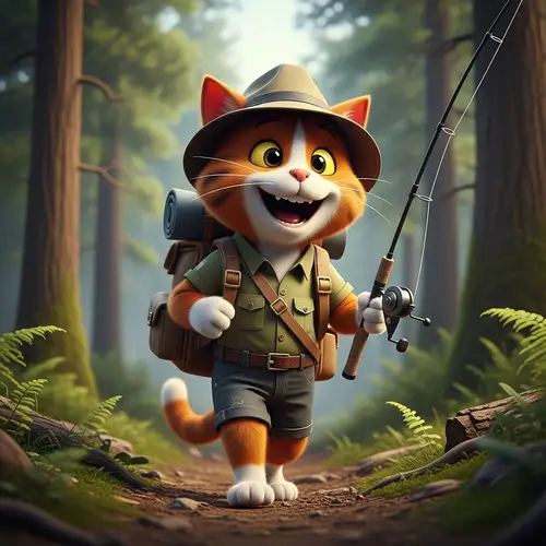Outdoor Cat Tom: High-Resolution Photorealistic Cartoon Character