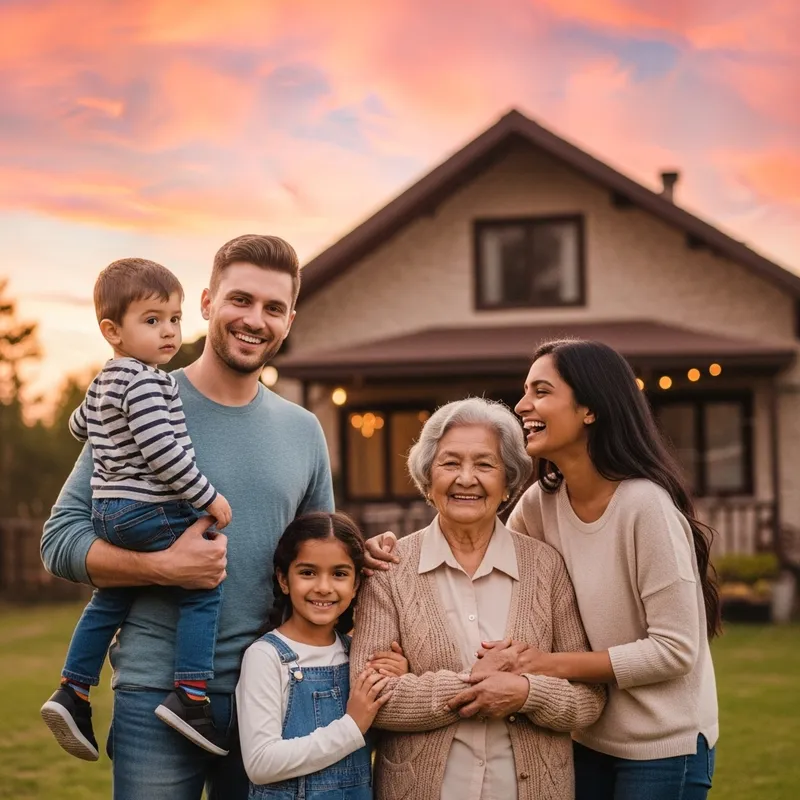 Happy Multi-Generational Family Gathering at Sunset Happy Multi-Generational Family Gathering at Sunset