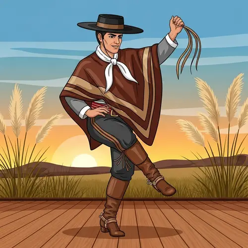 Traditional Argentinian Correntino Dancer Performing Chamame Folk Dance