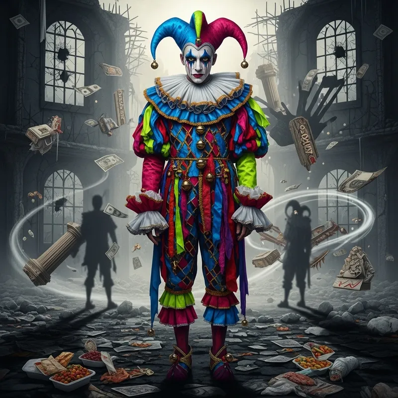 Vladimir Zelensky Illustration in Surreal Jester Costume