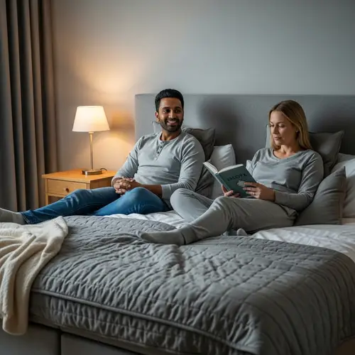 Cozy Scandinavian Bedroom Decor with South Asian Man and Caucasian Woman