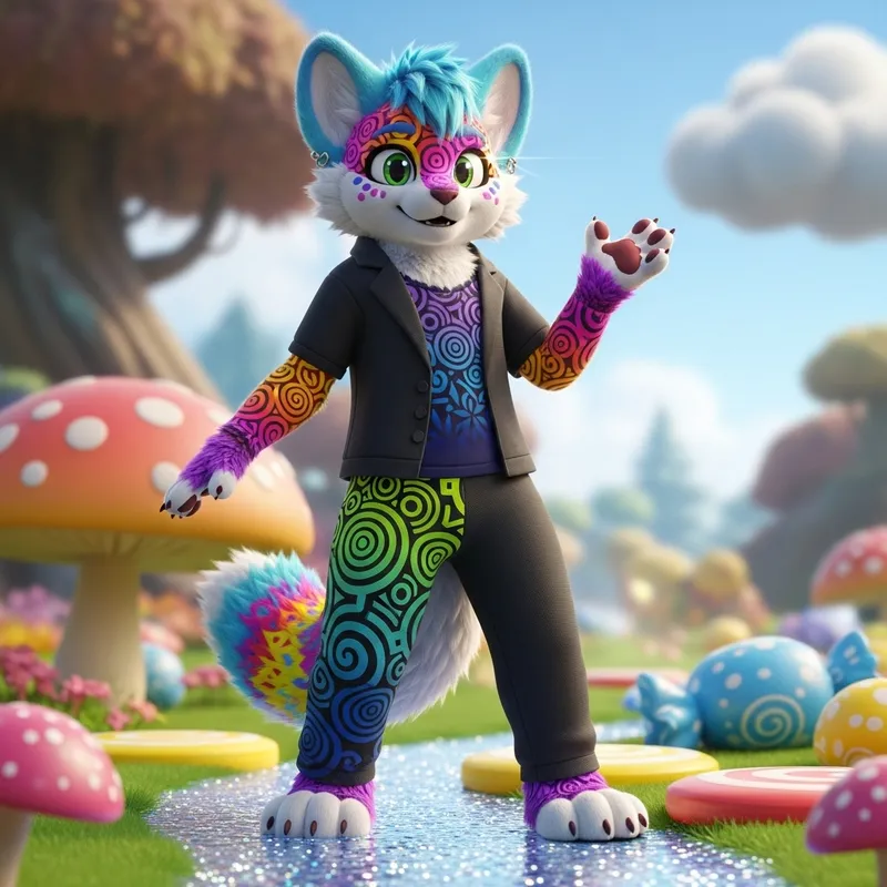 Vibrant Furro Character in Stylish Clothes Vibrant Furro Character in Stylish Clothes