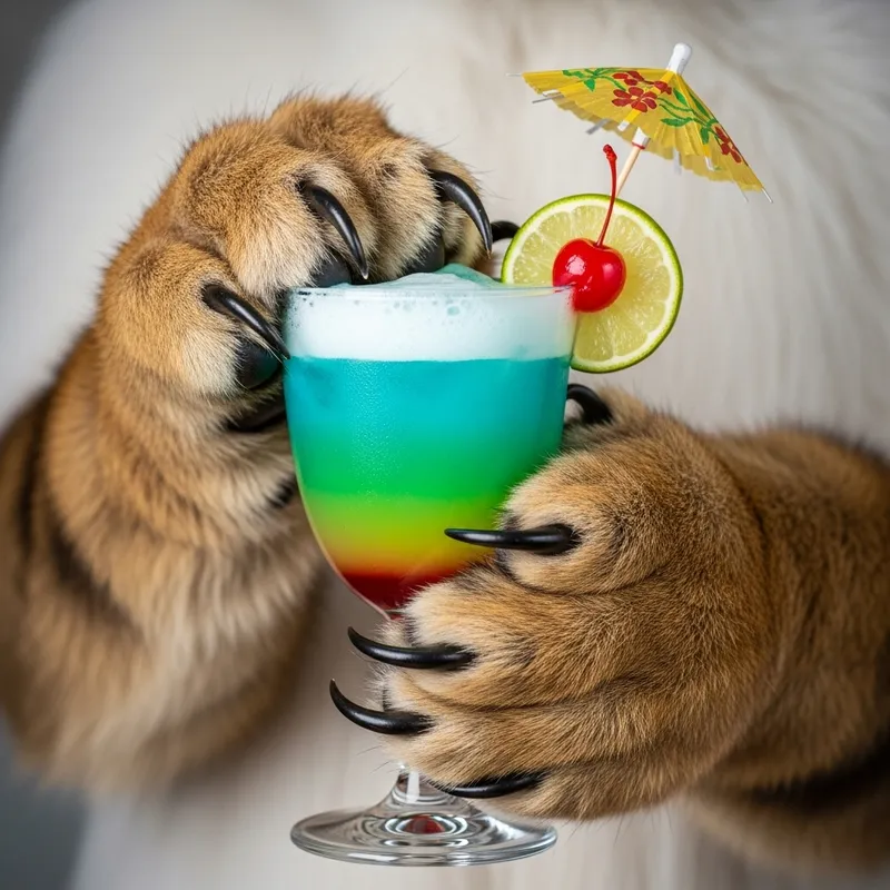 Cute Cocktail in Paws: Fun Drink with Umbrella