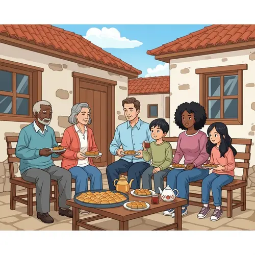 Multigenerational Diversity Celebration in Rural Courtyard