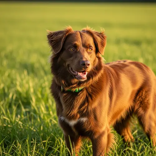 Brown Fur Dog on Green Field - Faithful Companion