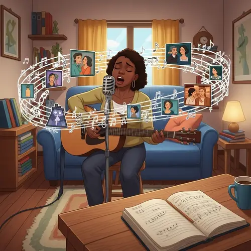 Soulful Acoustic Guitar Performance in Cozy Living Room