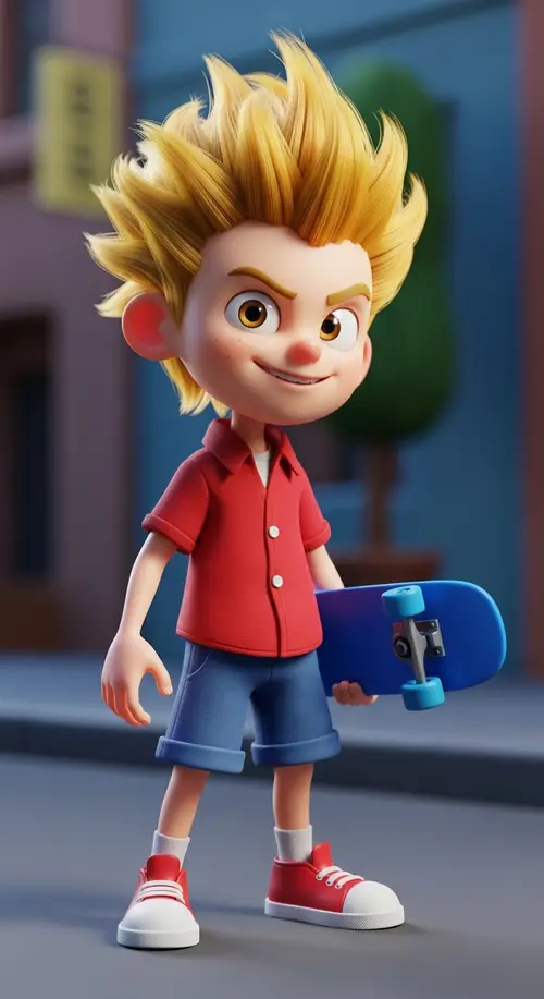 Bart Simpson 3D: Mischievous Boy with Skateboard