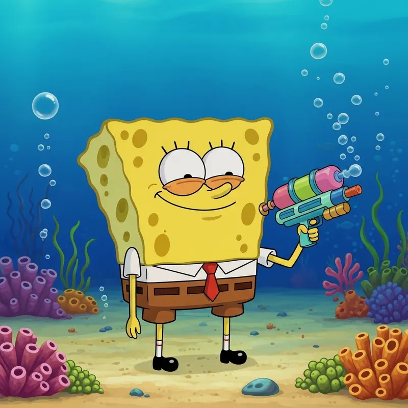 SpongeBob with Water Pistol Underwater