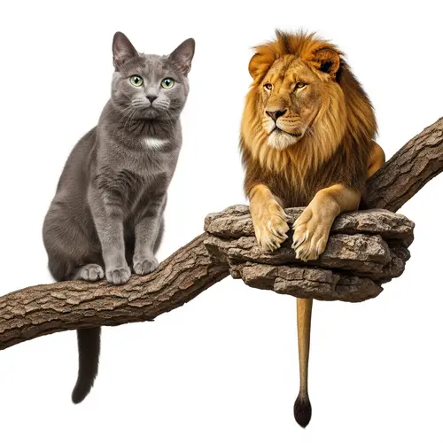Feline Cat and Majestic Lion Harmony