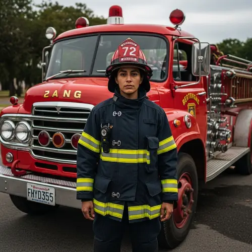 Hispanic Female Firefighter Bravery in Action