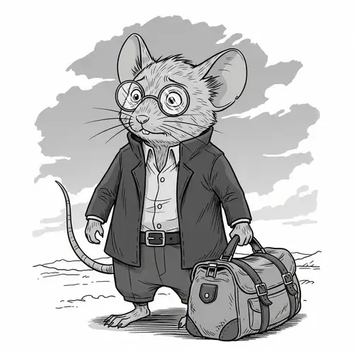 Anthropomorphic Mouse Character with Round Glasses