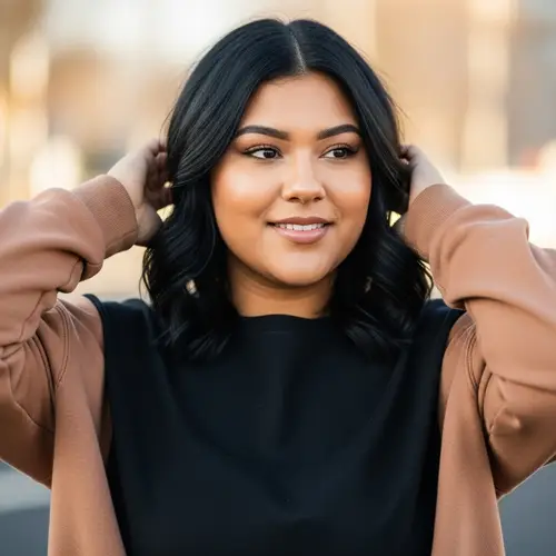 Young Woman with Black Hair and Brown Skin | Stylish Outfit