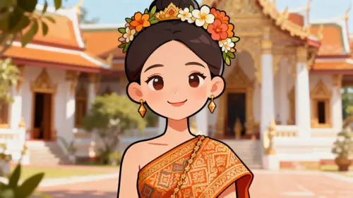 Traditional Thai Style Female Avatar - Cartoonish Design