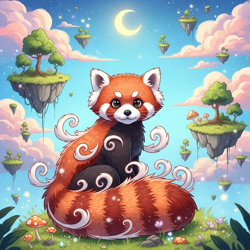 Red Panda Illustration, Non-Realistic Style Red Panda Illustration, Non-Realistic Style