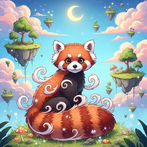 Whimsical Illustration of a Red Panda