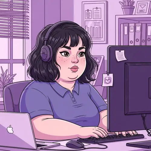 Cartoon Character Design - Plump Cheeky Graphic Designer Girl