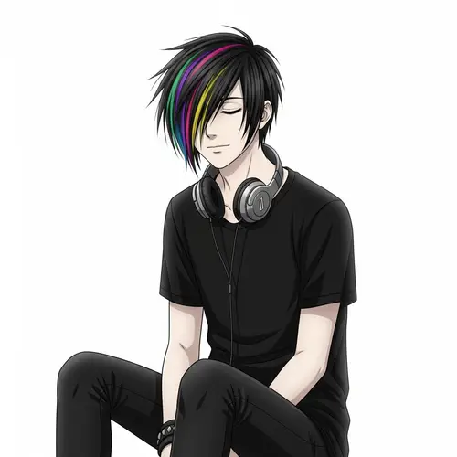 Ethereal Emo Boy Music Enthusiast | Teenage Spectral Figure
