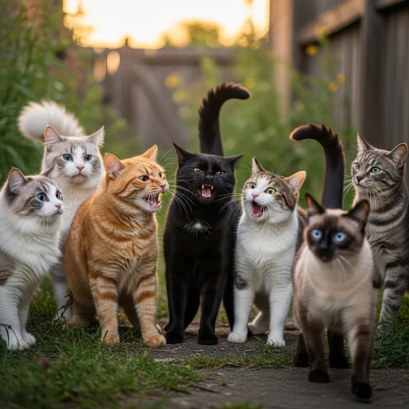 Cat Fight Intervention: Brave Cat Steps In - Animated Image