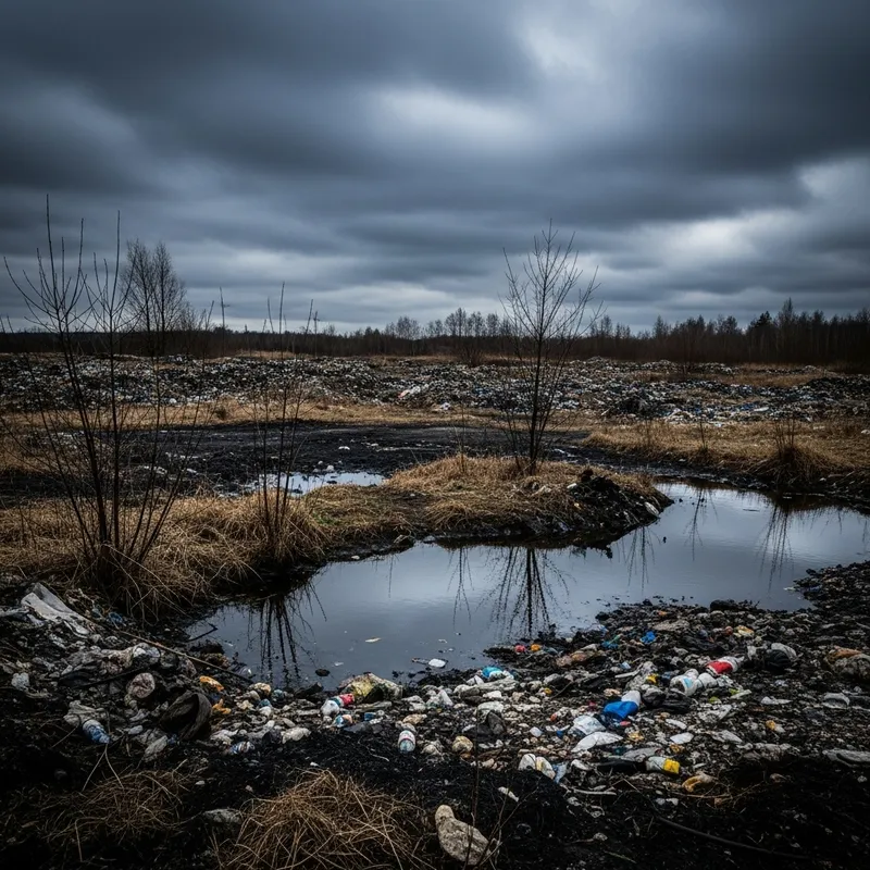 Dark Ruined Environment: Toxic Waste Warning