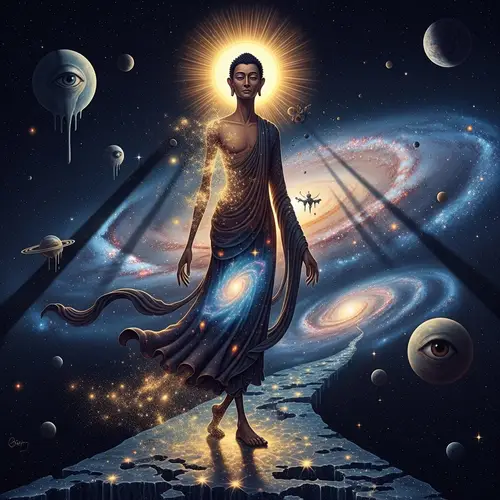 Chinese Photorealistic Tathāgata Buddha on Cosmic Journey