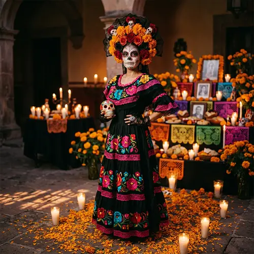 Vibrant Catrina Costume for Day of the Dead