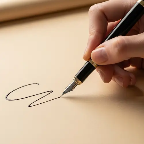 Captivating Hand Holding Fountain Pen Writing on Parchment