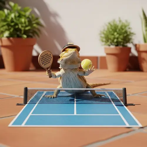 Bearded Dragon Playing Paddle Tennis