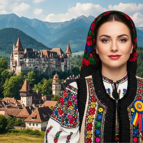Woman from Romania | Traditional Attire with Transylvania View