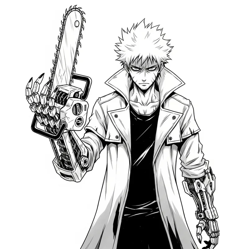 Chainsaw Man Monochromatic Drawing | Tonal Artwork