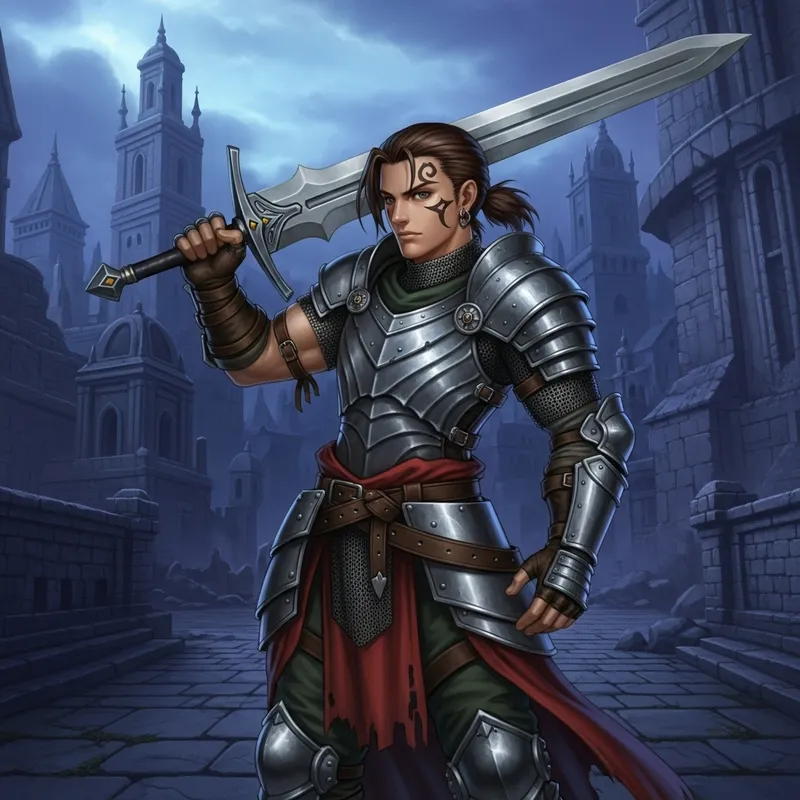 Medieval Vagrant Story Character with Double-Edged Sword