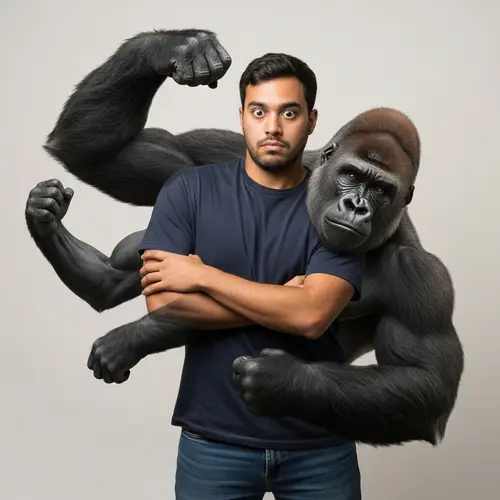 Man Transforming into Gorilla: Surreal Metamorphosis