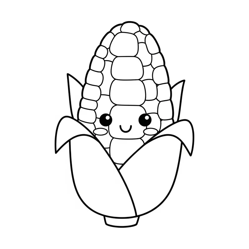 Cute Corn Coloring Page for Kids