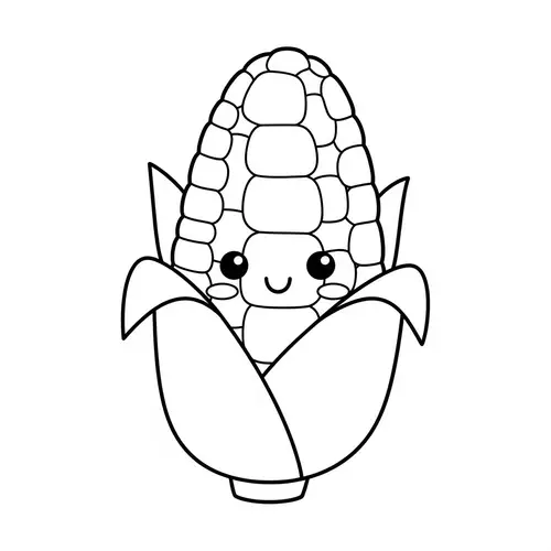 Cute Corn Coloring Page for Kids