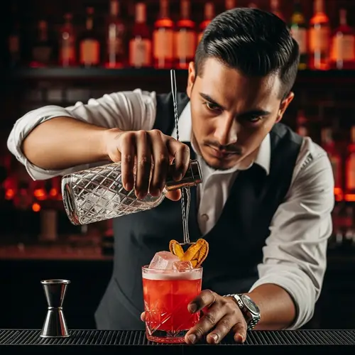 Hispanic Mixologist Creating Visually Breathtaking Cocktail | High-Speed Photography