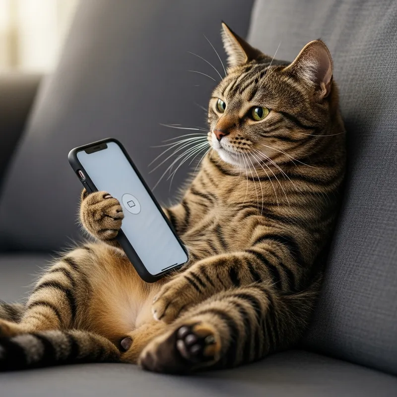Cat Holding Cell Phone - Cute Pet Picture