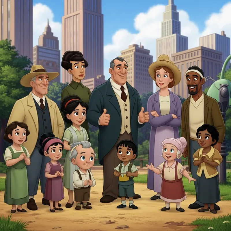 Playful Urban Park Characters in Pixar-style Animation