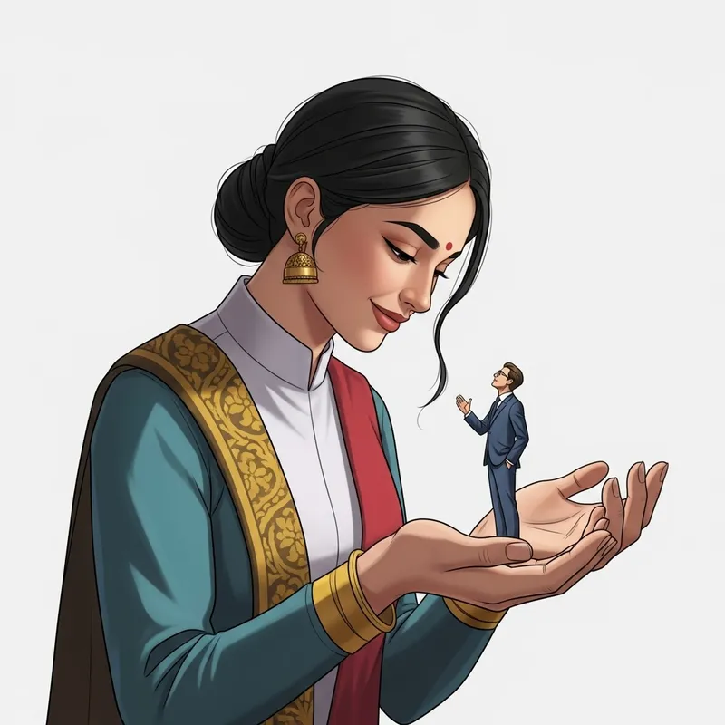 Giantess Woman Holding a Small Man: A Unique Harmony