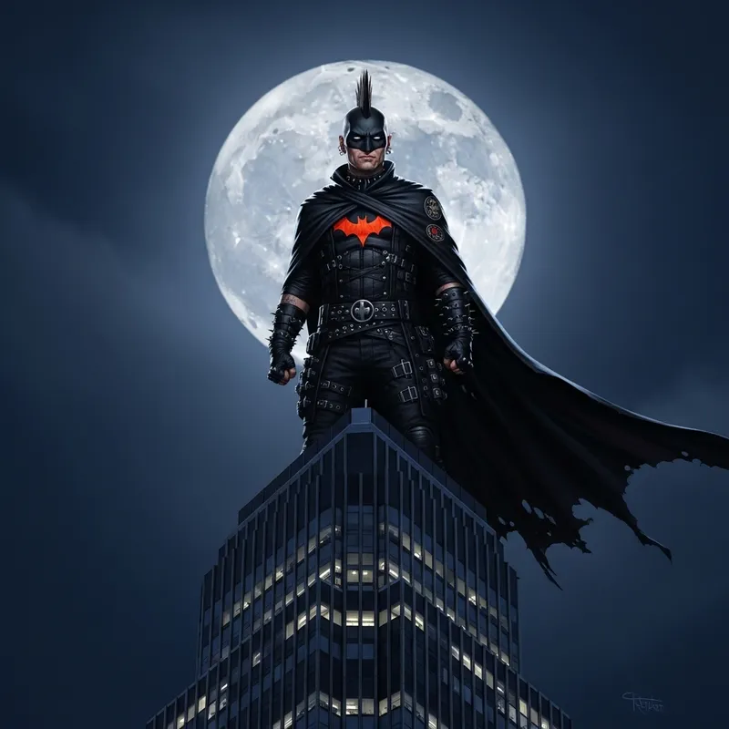 Batman Punk - Dark Vigilante with Mohawk and Piercings Batman Punk - Dark Vigilante with Mohawk and Piercings