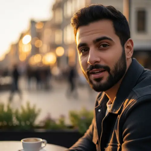 Young Middle-Eastern Man Engaged in Conversation