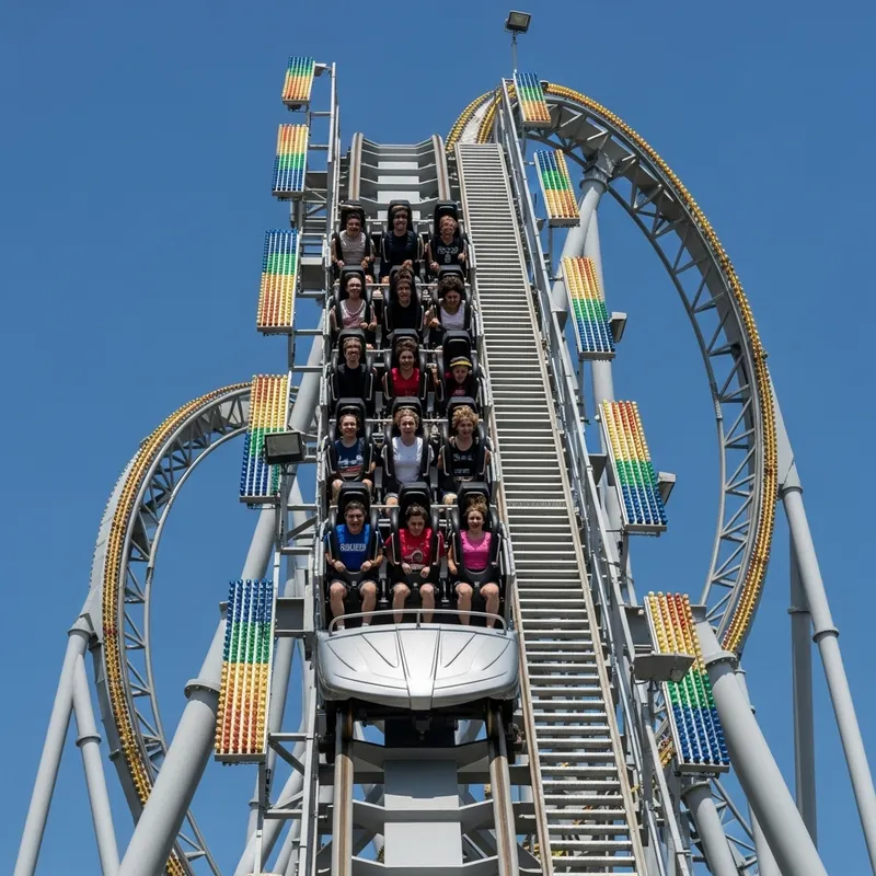 Adrenaline-Fueled Roller Coaster Ascends High | Exciting Journey