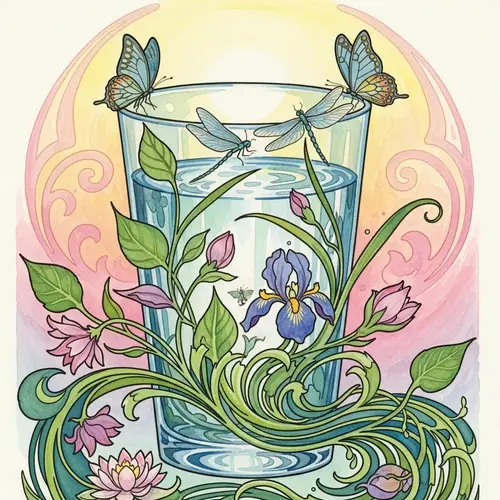 Romantic Glass of Water - Fantastical Early 20th Century Art