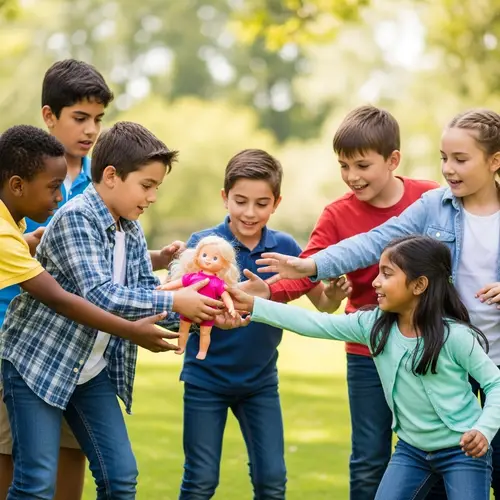 Empathetic Scene: Hooligans Taking Doll from Girl