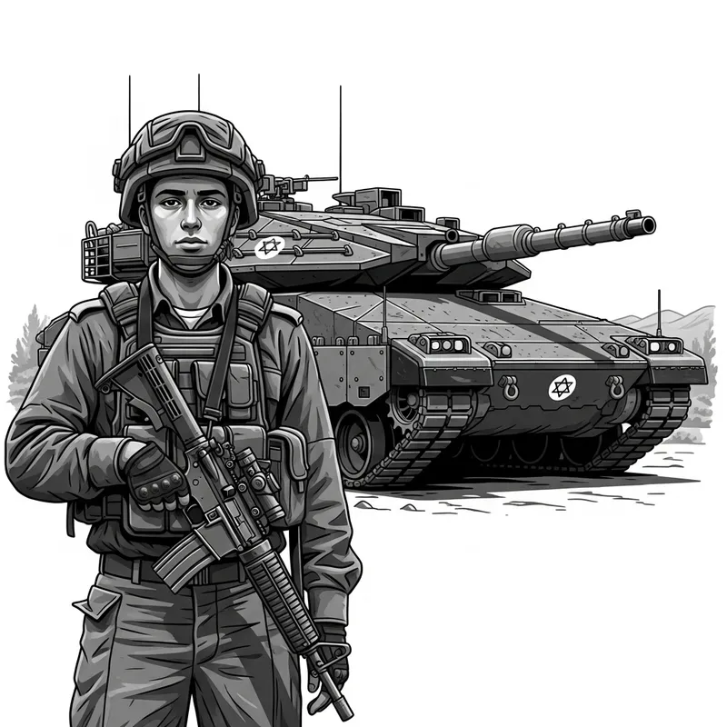 Emblem - Symbol: Israeli Soldier with Merkava 4 Tank