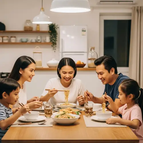 Joyful Filipino Family Dinner: Noodles & Bonding