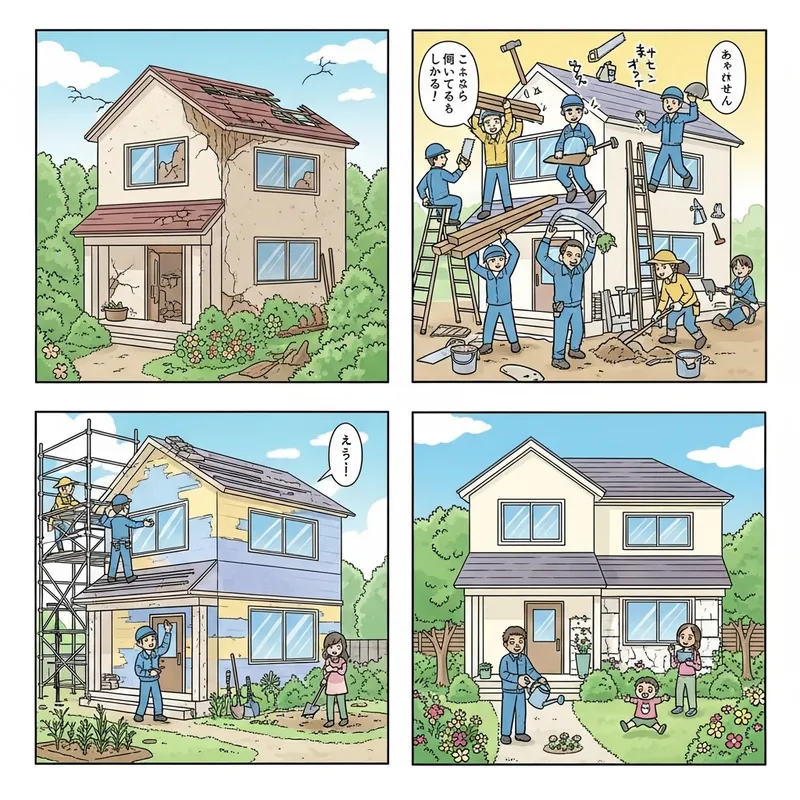 Dynamic House Renovation Comic Strip: Manga Style Transformations