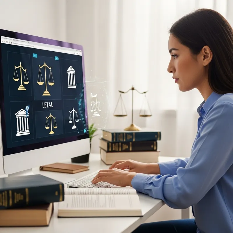 Hispanic Woman Engaged in Legal Online Research | Digital Self-Learning