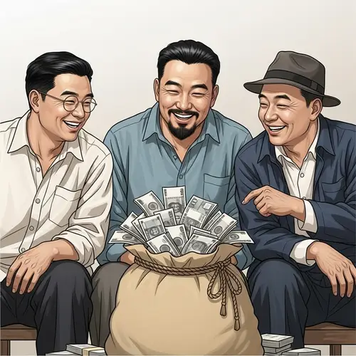 Jovial Chinese Men with Large Bag of Money - Unique Characteristics