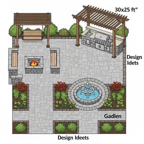 Stunning Patio Design with Pavers, Grill, Fire Pit & Garden