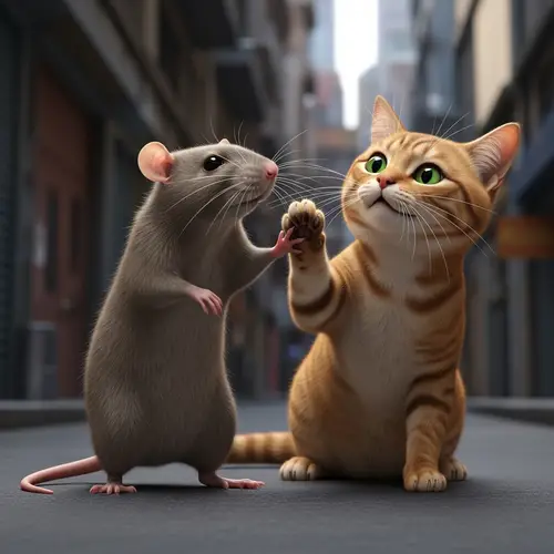 Unique Rat-Cat Interaction in Urban Setting